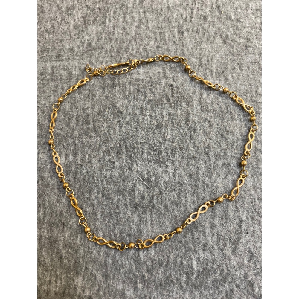 Gold Tone Infinity Link Chain Necklace Adjustable 20 Inch Layering Jewelry